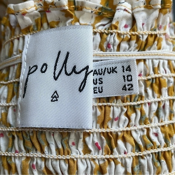 Polly yellow dress with white flowers size 10 - Picture 8 of 9